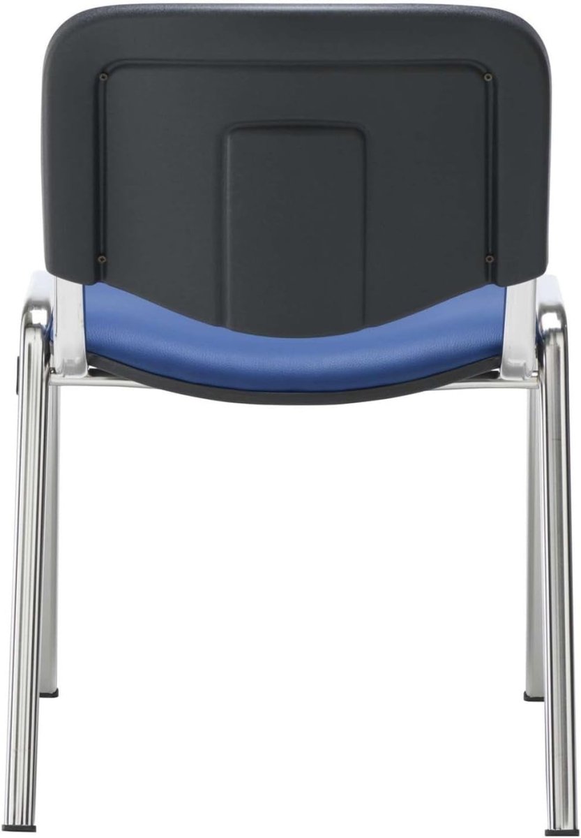 4x Heavy Duty Meeting Chairs PU Blue Stackable 115kg - Kwikley