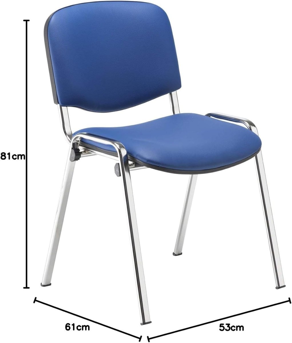 4x Heavy Duty Meeting Chairs PU Blue Stackable 115kg - Kwikley