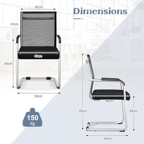4x Mesh Conference Chairs Stackable Office 150kg - Kwikley