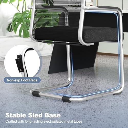 4x Mesh Conference Chairs Stackable Office 150kg - Kwikley