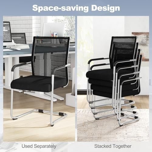 4x Mesh Conference Chairs Stackable Office 150kg - Kwikley