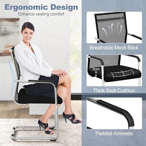 4x Mesh Conference Chairs Stackable Office 150kg - Kwikley