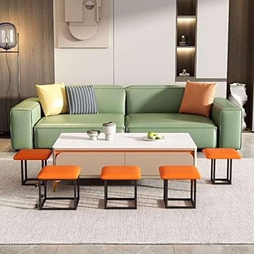 5 - in - 1 Cube Ottoman Chair Stackable Foot Stool Storage Swivel Dark Blue - Kwikley