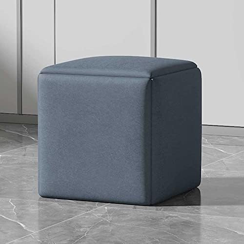 5 - in - 1 Cube Ottoman Chair Stackable Foot Stool Storage Swivel Dark Blue - Kwikley