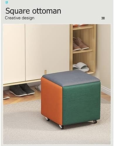 5 - in - 1 Cube Ottoman Chair Stackable Foot Stool Storage Swivel Dark Blue - Kwikley