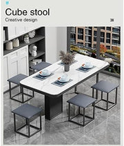5 - in - 1 Cube Ottoman Chair Stackable Foot Stool Storage Swivel Dark Blue - Kwikley