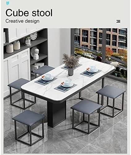 5 - in - 1 Cube Ottoman Chair Stackable Foot Stool Storage Swivel Dark Blue - Kwikley