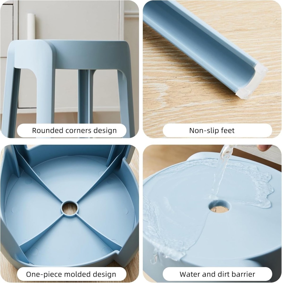 5 Pack Stackable Plastic Bar Stools Round Backless Kitchen Stacking Seats - Kwikley