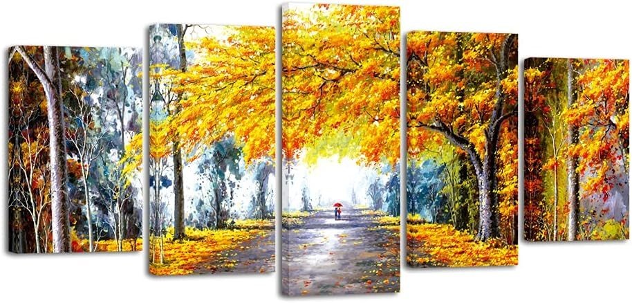 5 - Piece Autumn Landscape Canvas Wall Art Modern Abstract Decor - Kwikley