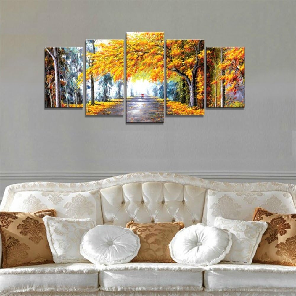 5 - Piece Autumn Landscape Canvas Wall Art Modern Abstract Decor - Kwikley