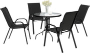 5 Piece Garden Dining Set Outdoor Table & Chairs with Parasol Hole - Kwikley