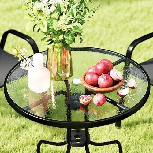 5 Piece Garden Dining Set Outdoor Table & Chairs with Parasol Hole - Kwikley
