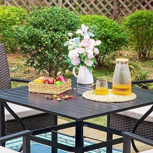 5 Piece Metal Patio Dining Set Outdoor Bistro Table & 4 Stackable Chairs - Kwikley