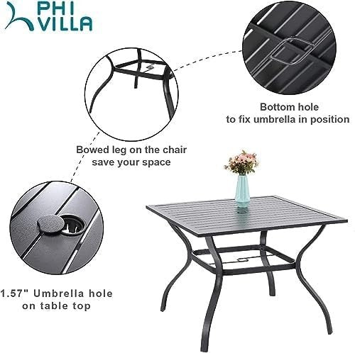 5 Piece Metal Patio Dining Set Outdoor Bistro Table & 4 Stackable Chairs - Kwikley
