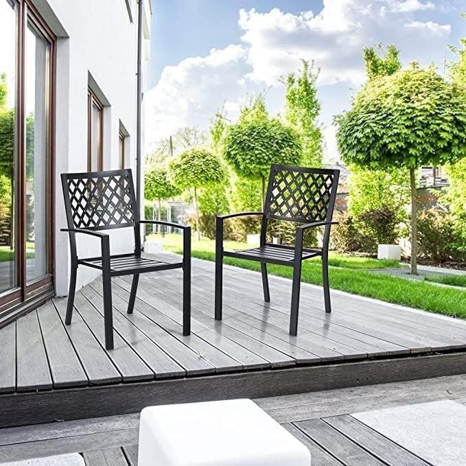 5 Piece Metal Patio Dining Set Outdoor Bistro Table & 4 Stackable Chairs - Kwikley