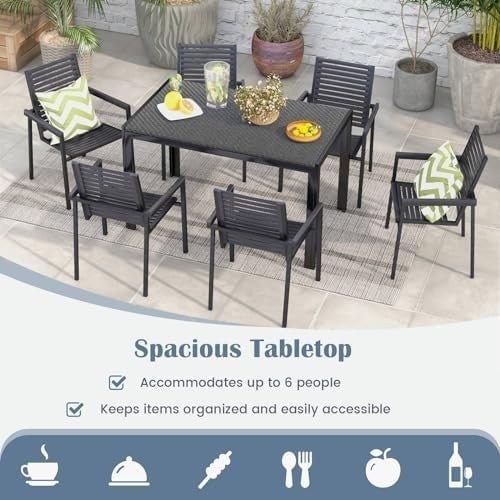 5 - Piece Patio Rattan Dining Set Outdoor Garden Table & Stackable Chairs - Kwikley