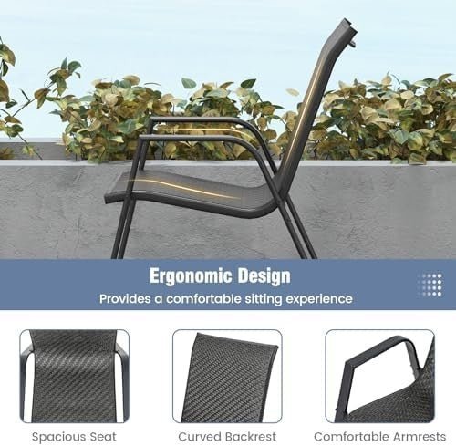 5 - Piece Patio Rattan Dining Set Outdoor Garden Table & Stackable Chairs - Kwikley