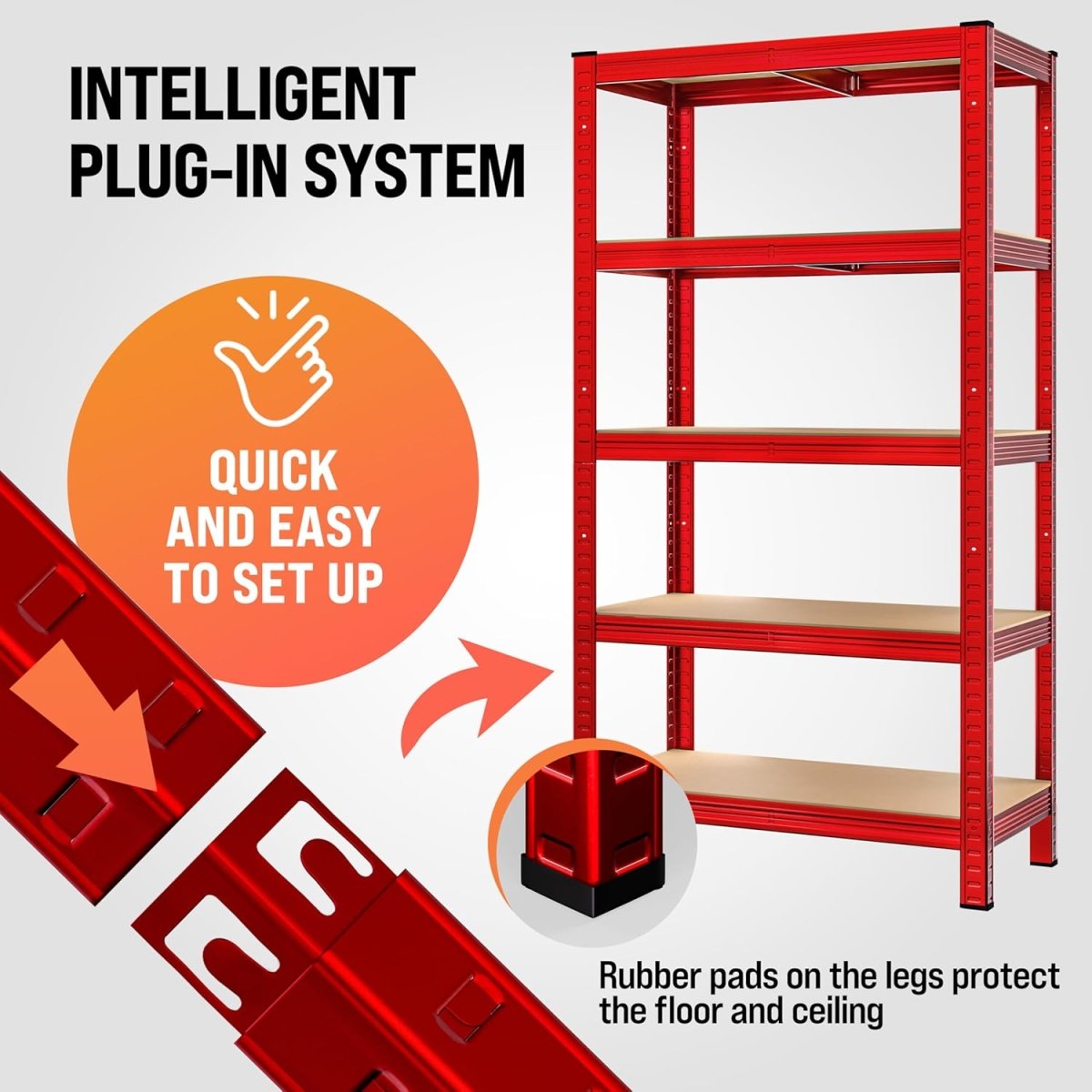 5 Tier Garage Shelving Unit 180x90x40cm Heavy Duty Metal Rack - Kwikley