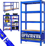 5 Tier Garage Shelving Unit 180x90x40cm Heavy Duty Metal Rack Blue - Kwikley