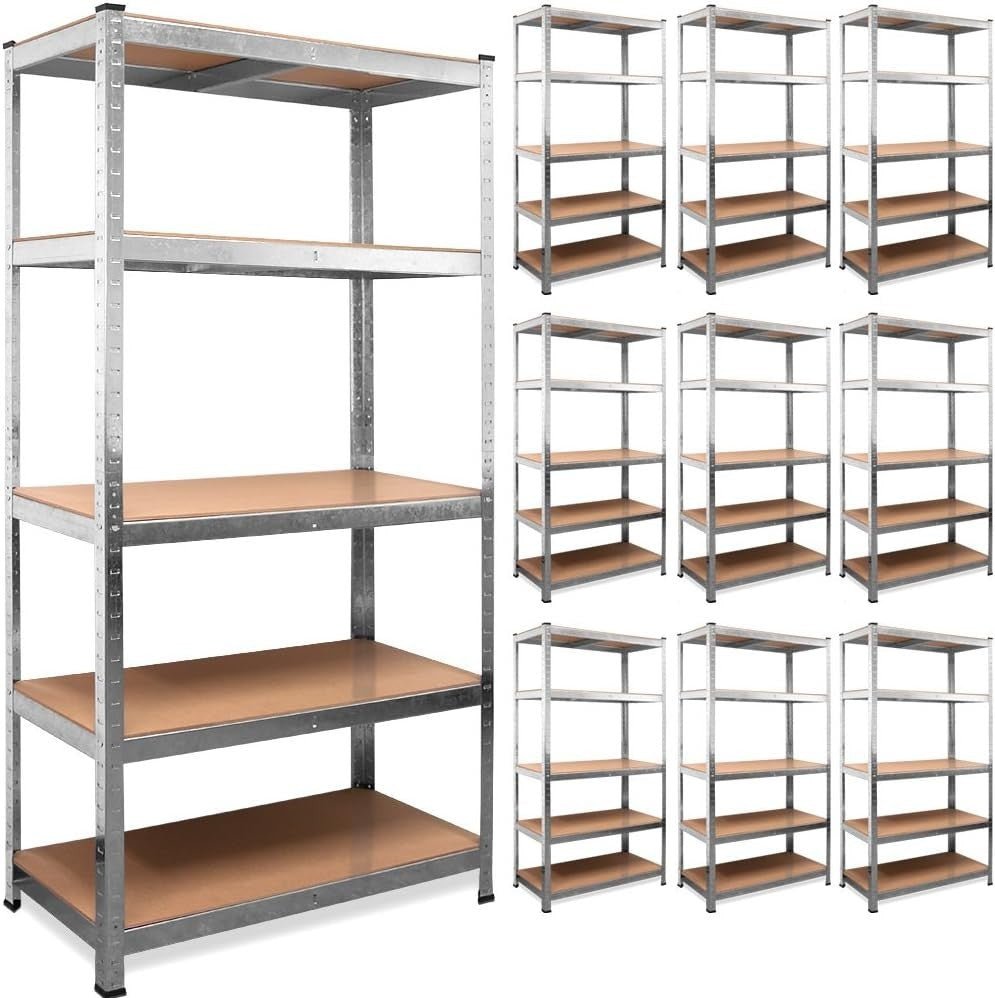 5 - Tier Heavy Duty Garage Shelf 180x90x40cm Adjustable Galvanised Metal - Kwikley