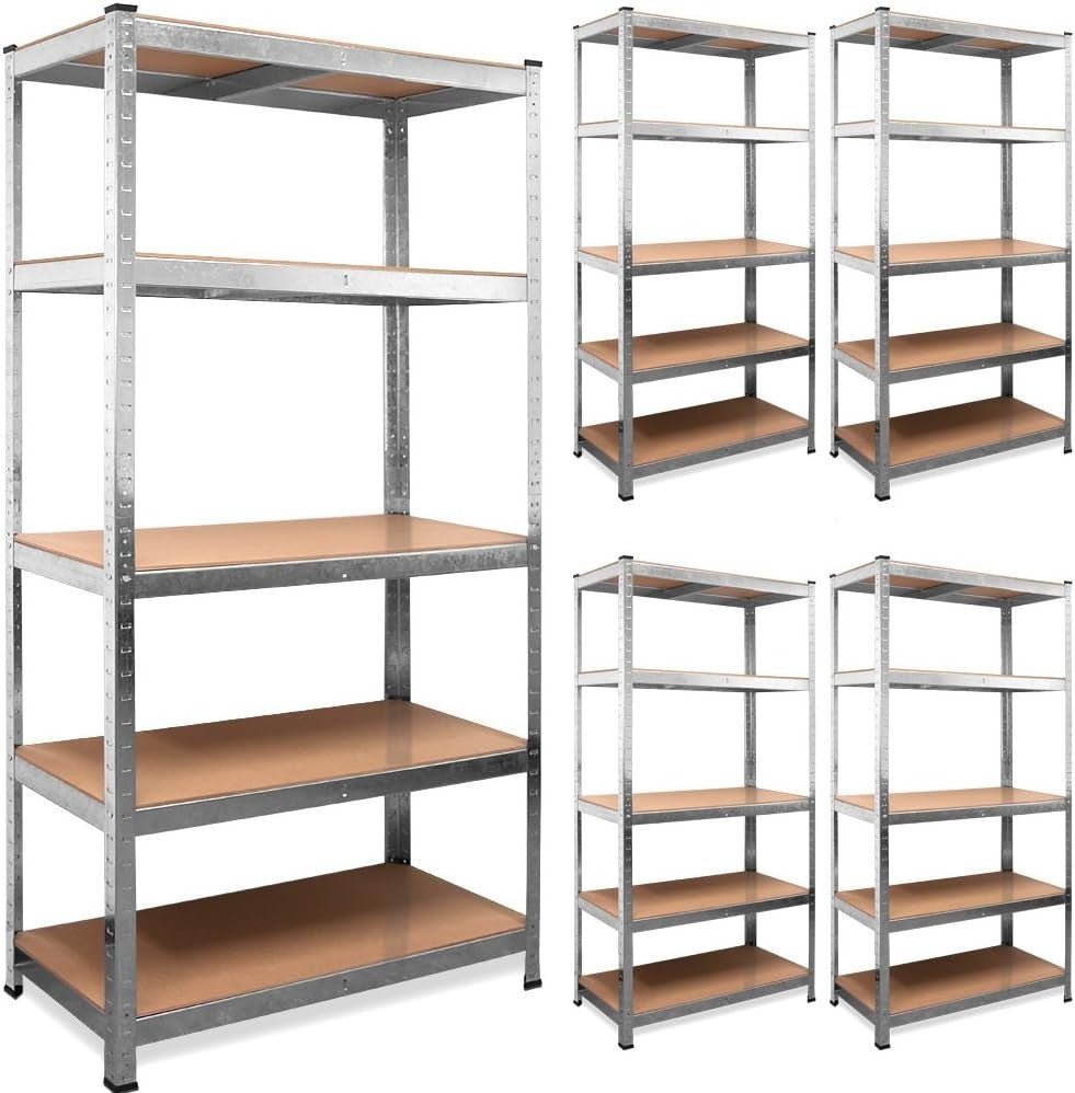 5 - Tier Heavy Duty Garage Shelf 180x90x40cm Galvanised Steel Adjustable - Kwikley