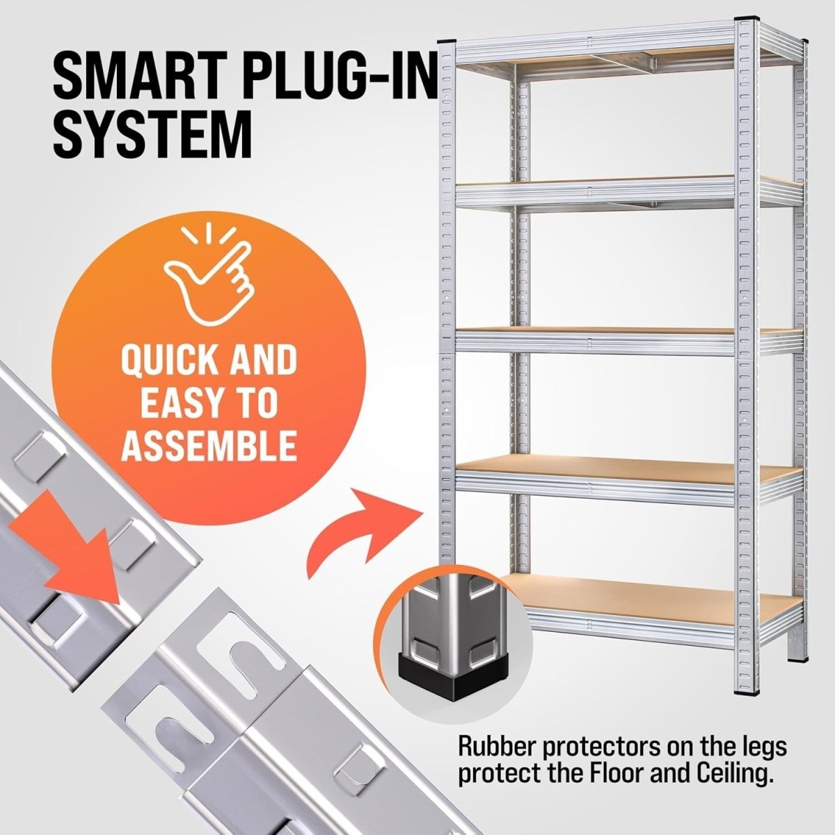 5 - Tier Heavy Duty Garage Shelf 180x90x40cm Galvanised Steel Adjustable - Kwikley