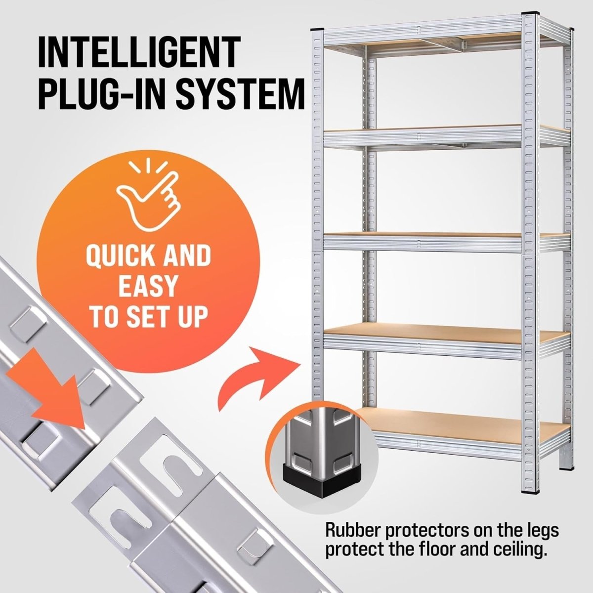 5 - Tier Heavy Duty Garage Shelf 180x90x40cm Galvanised Steel Industrial - Kwikley