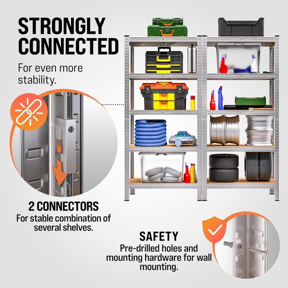 5 - Tier Heavy Duty Garage Shelf 180x90x40cm Galvanised Steel Industrial - Kwikley
