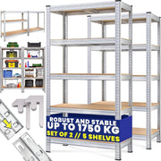 5 - Tier Heavy Duty Garage Shelf 180x90x40cm Galvanised Steel Industrial - Kwikley