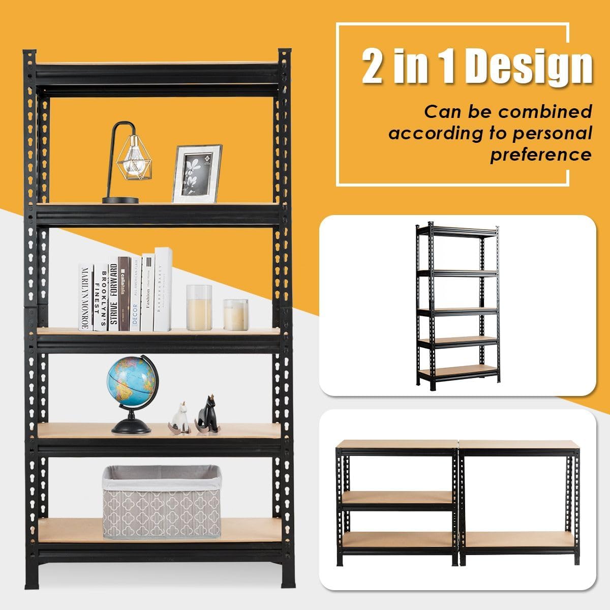 5 Tier Heavy Duty Storage Rack Steel Shelving 75x30x150cm - Kwikley