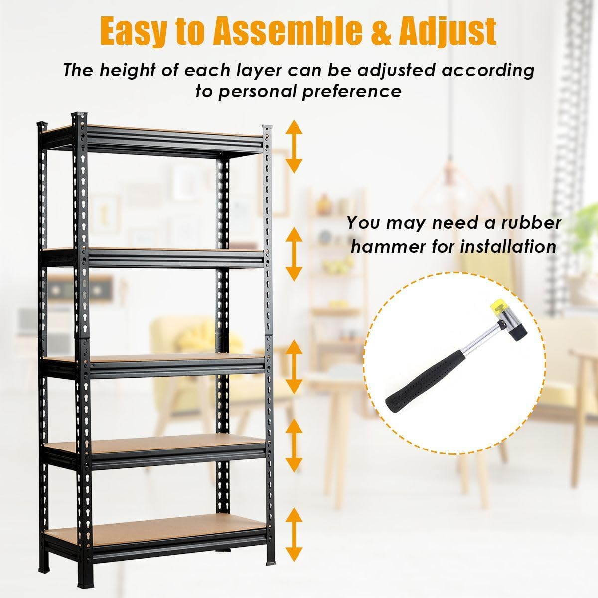 5 Tier Heavy Duty Storage Rack Steel Shelving 75x30x150cm - Kwikley