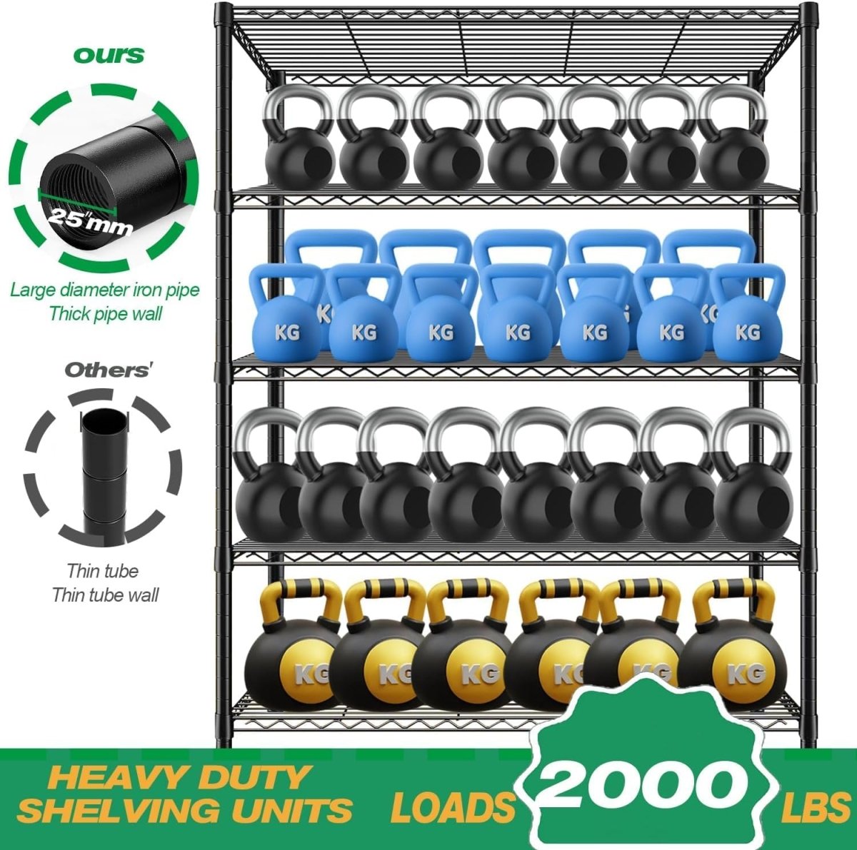5 Tier Heavy Duty Storage Shelf 115x45x180cm Metal Rack - Kwikley