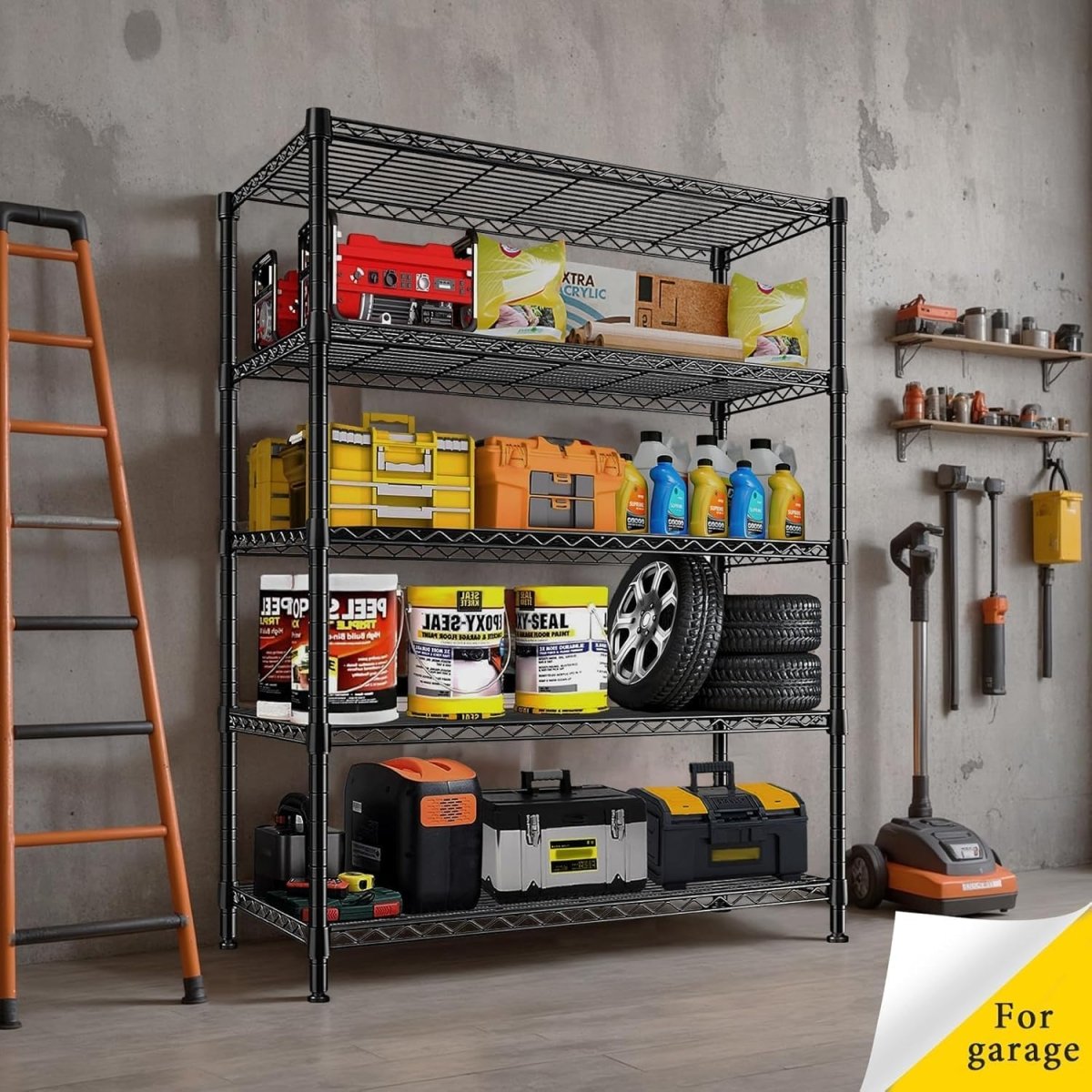 5 Tier Heavy Duty Storage Shelf 115x45x180cm Metal Rack - Kwikley