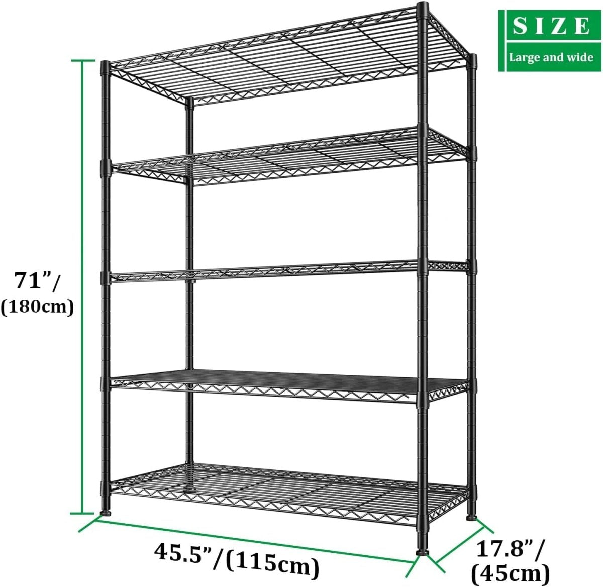 5 Tier Heavy Duty Storage Shelf 115x45x180cm Metal Rack - Kwikley