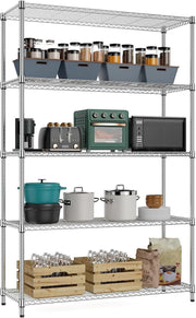 5 - Tier Metal Storage Shelf Chrome 40D x 115W x 178.7H cm Heavy Duty - Kwikley