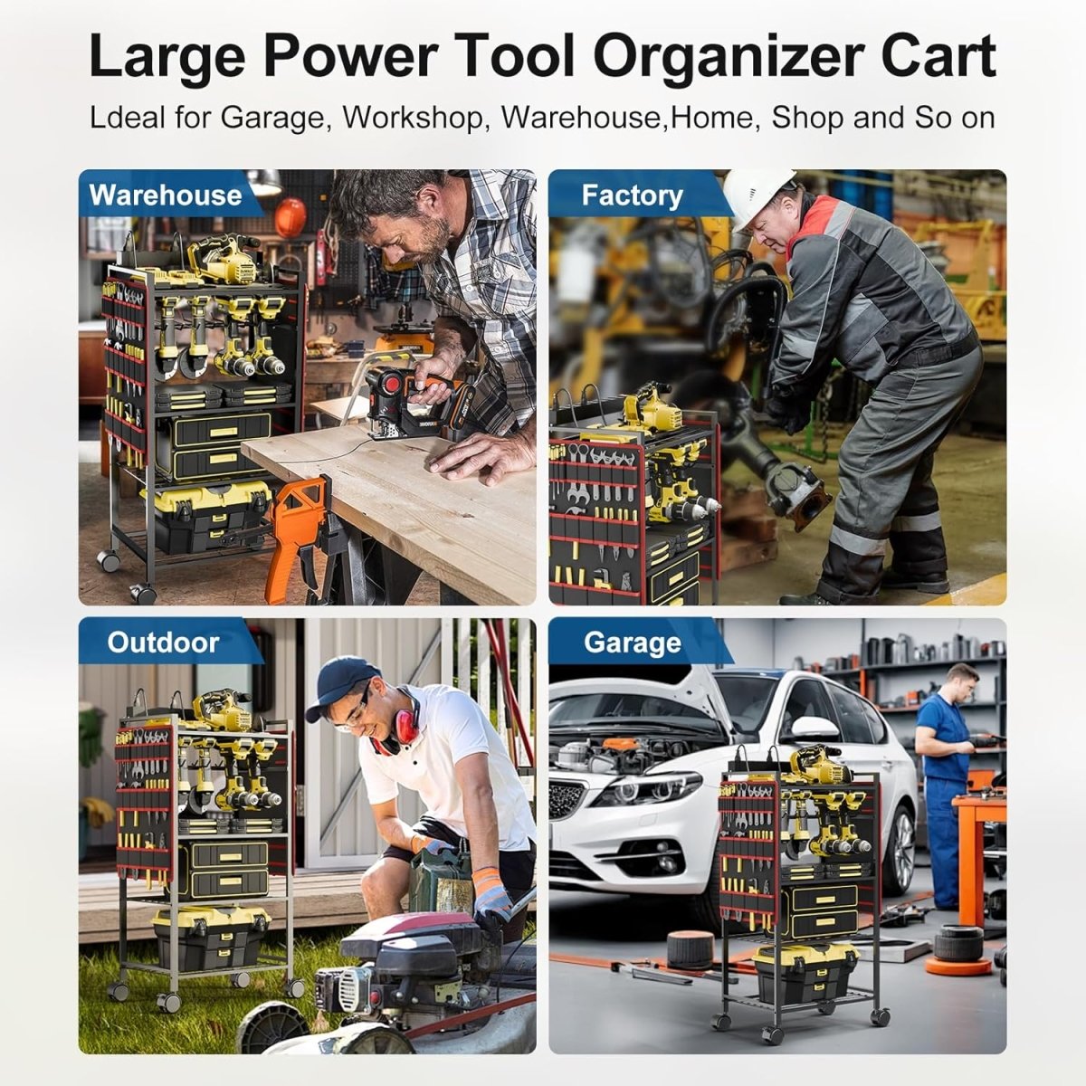 5 Tier Power Tool Organizer Cart Charging Station Rolling Rack - Kwikley
