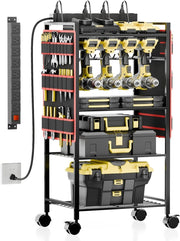 5 Tier Power Tool Organizer Cart Charging Station Rolling Rack - Kwikley