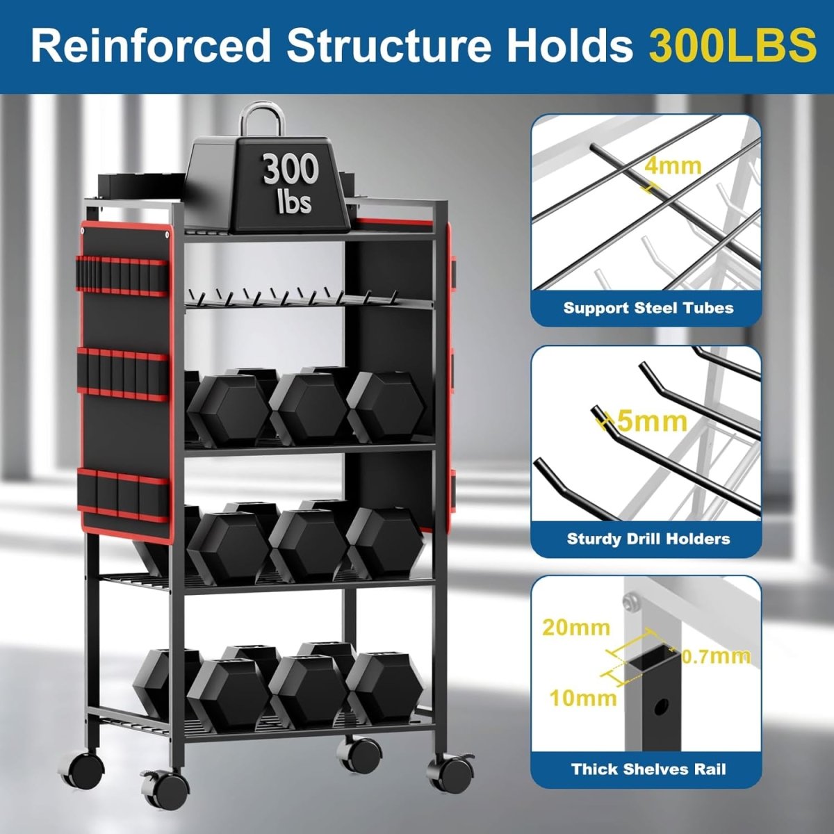 5 Tier Power Tool Organizer Cart Charging Station Rolling Rack - Kwikley