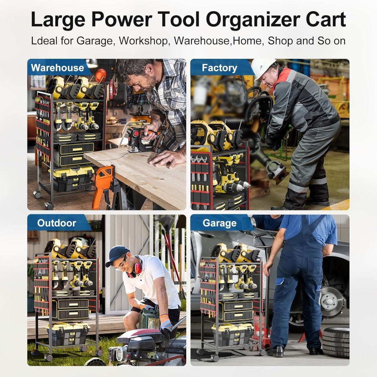 5 Tier Power Tool Organizer Cart on Wheels Heavy Duty Rack - Kwikley