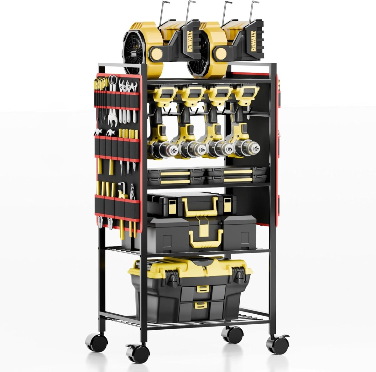 5 Tier Power Tool Organizer Cart on Wheels Heavy Duty Rack - Kwikley