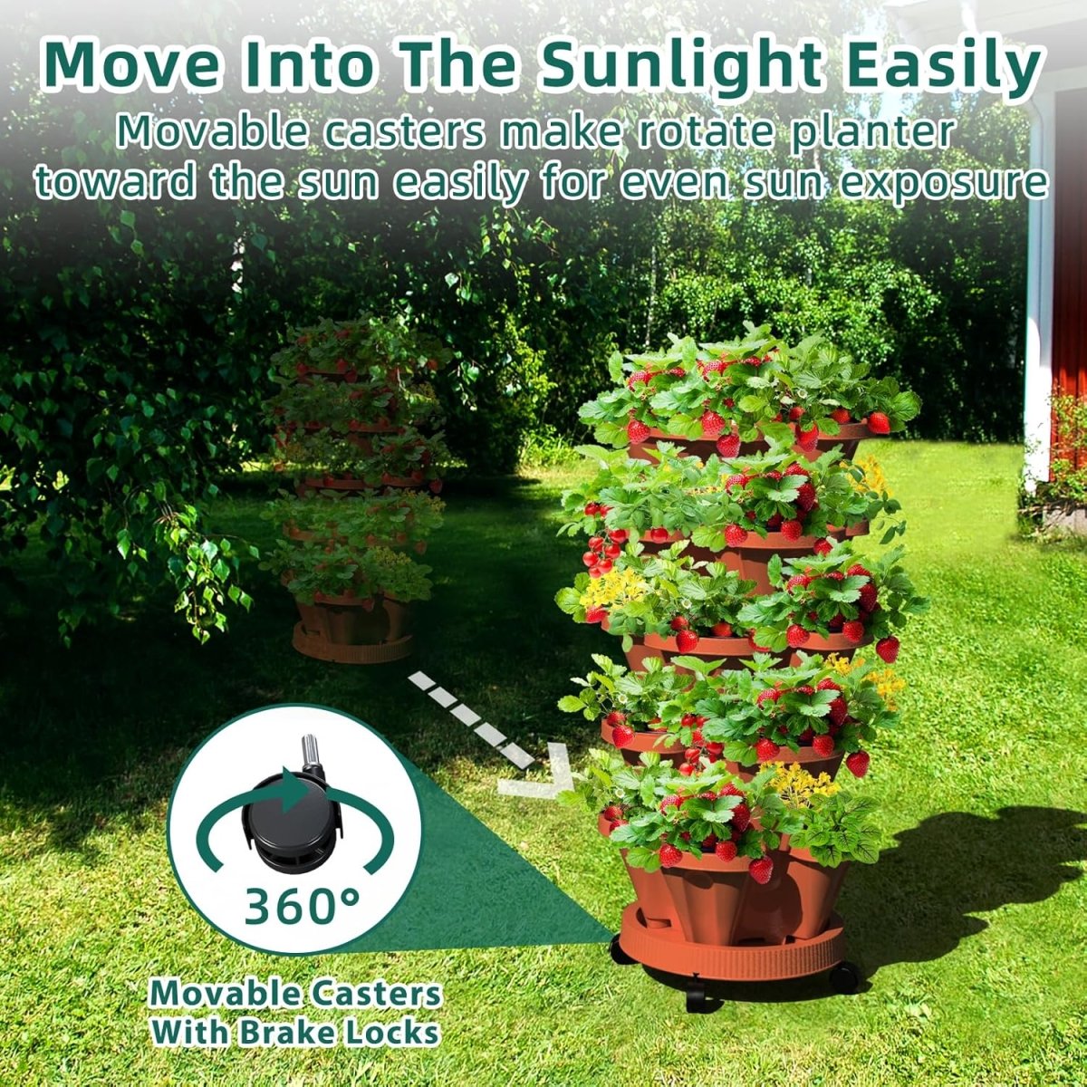 5 Tier Vertical Planter 2 Pack Stackable Garden Tower Pots - Kwikley
