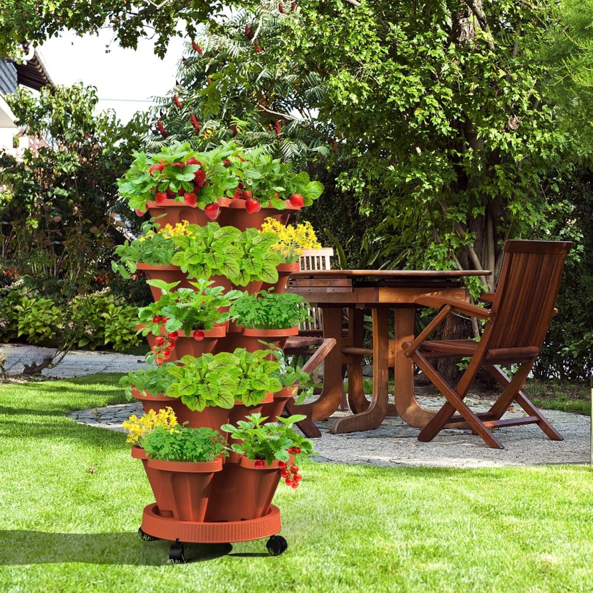 5 Tier Vertical Planter 2 Pack Stackable Garden Tower Pots - Kwikley