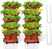 5 Tier Vertical Planter 2 Pack Stackable Garden Tower Pots - Kwikley