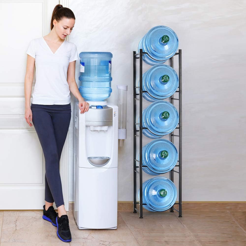 5 Tier Water Jug Rack 5 Gallon Bottle Holder Steel Storage - Kwikley
