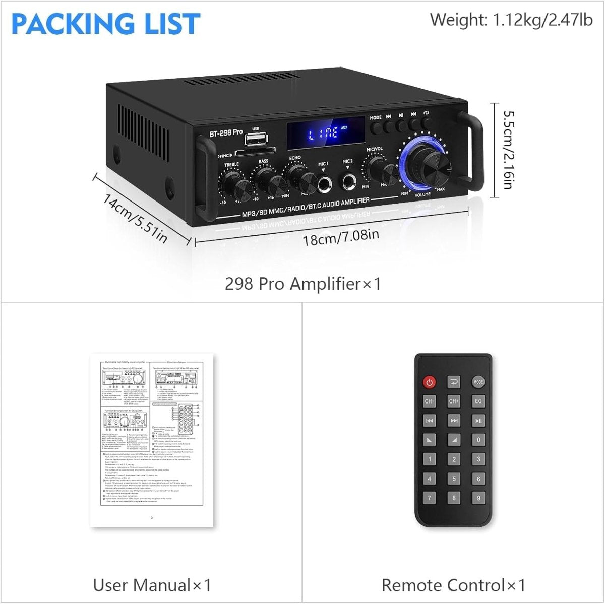 5.0 Bluetooth Speaker Receiver 298Pro 400W RMS Home Stereo - Kwikley