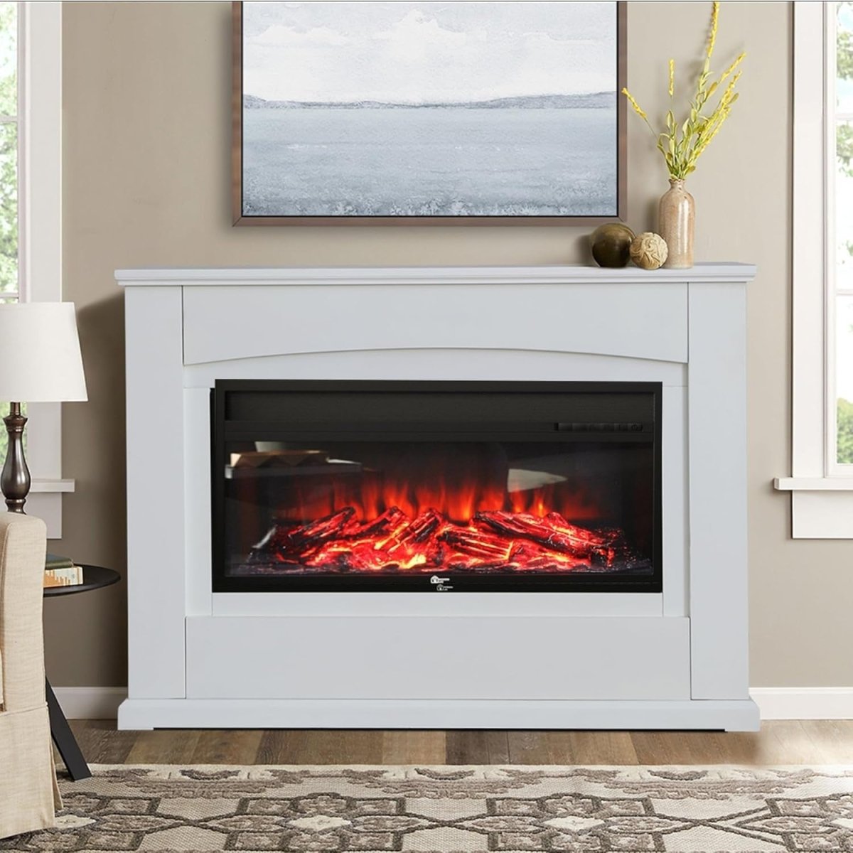 50" Electric Fireplace Suite Heater LED Flame Surround TV Stand Safe - Kwikley