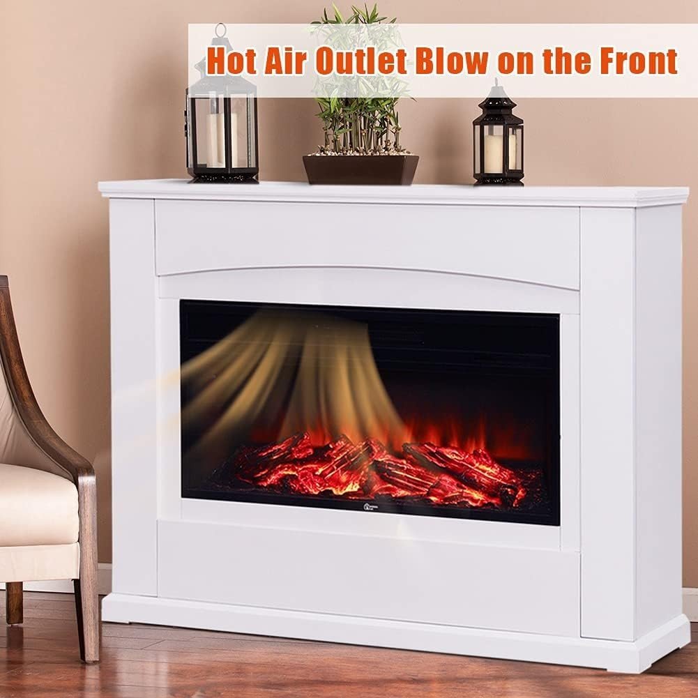 50" Electric Fireplace Suite Heater LED Flame Surround TV Stand Safe - Kwikley