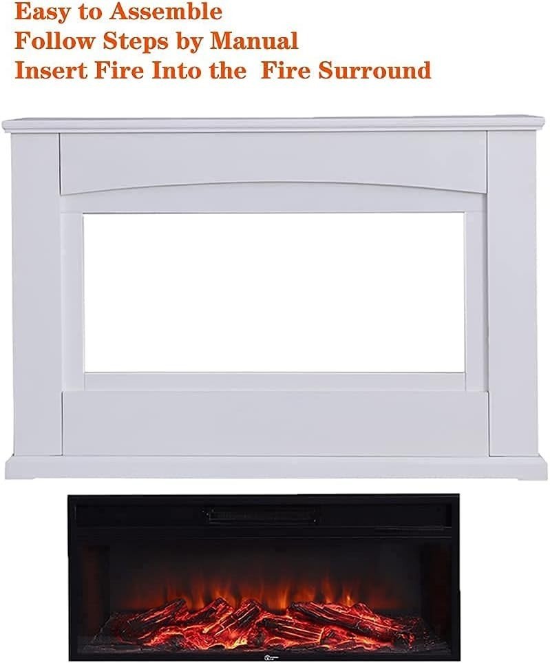 50" Electric Fireplace Suite Heater LED Flame Surround TV Stand Safe - Kwikley