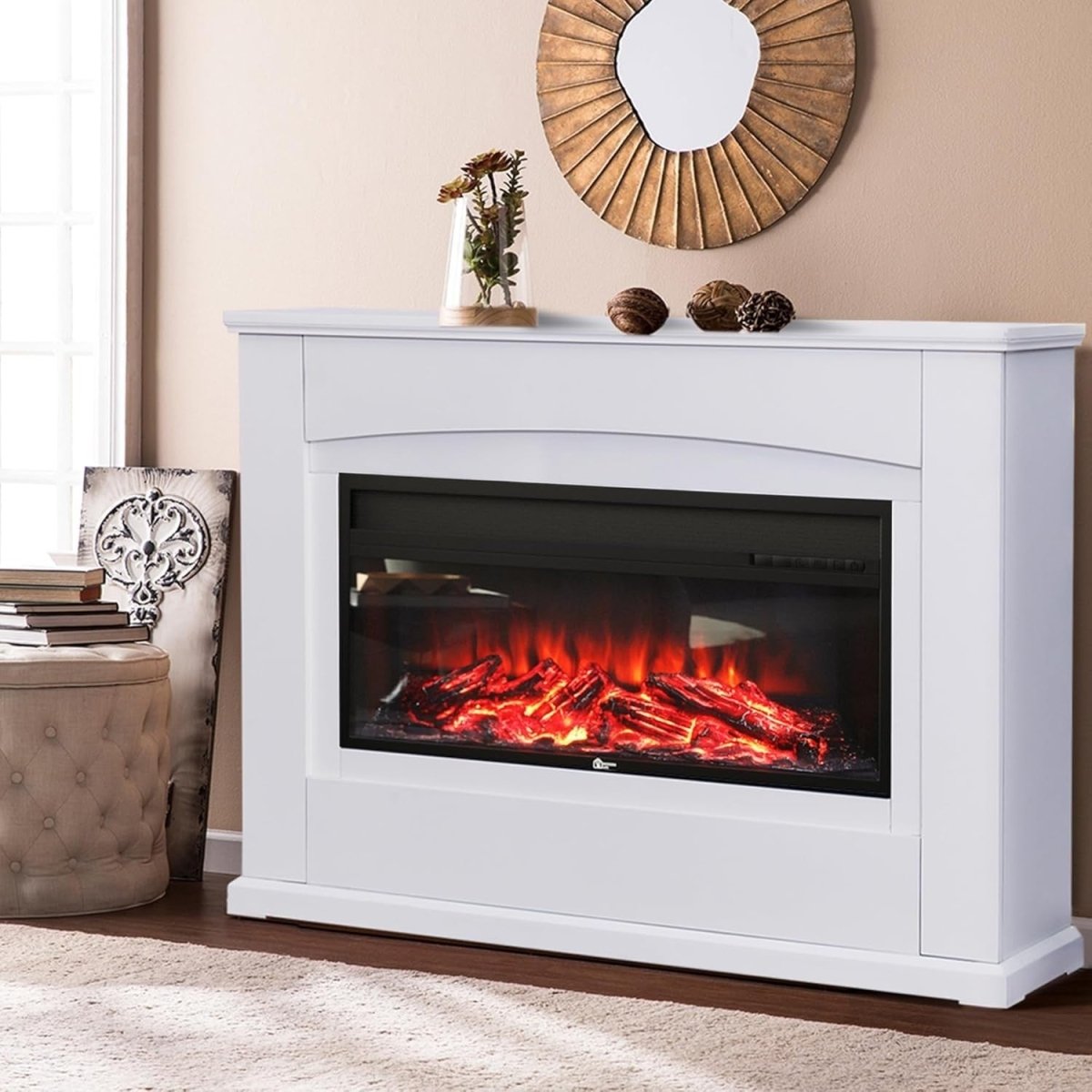 50" Electric Fireplace Suite Heater LED Flame Surround TV Stand Safe - Kwikley