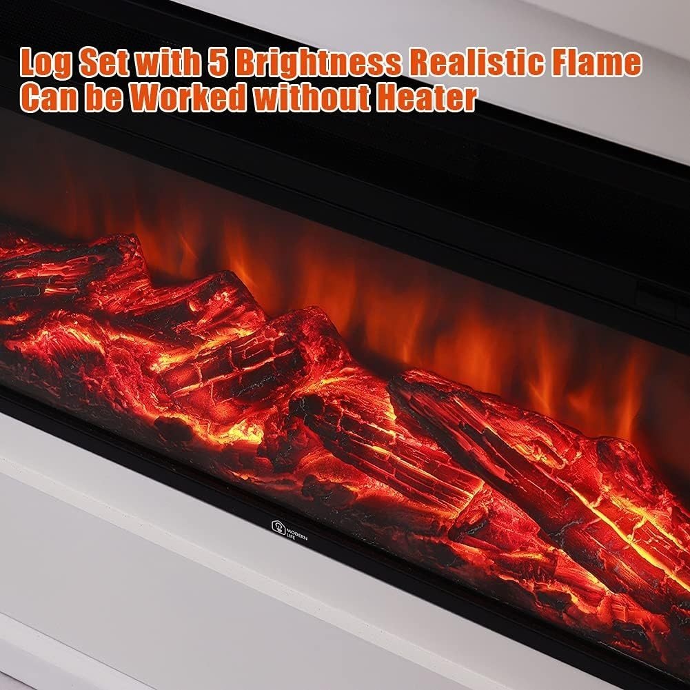 50" Electric Fireplace Suite Heater LED Flame Surround TV Stand Safe - Kwikley